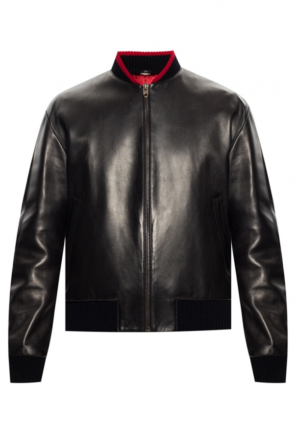 Gucci leather bomber on sale